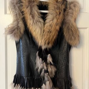 Leather and fur vest